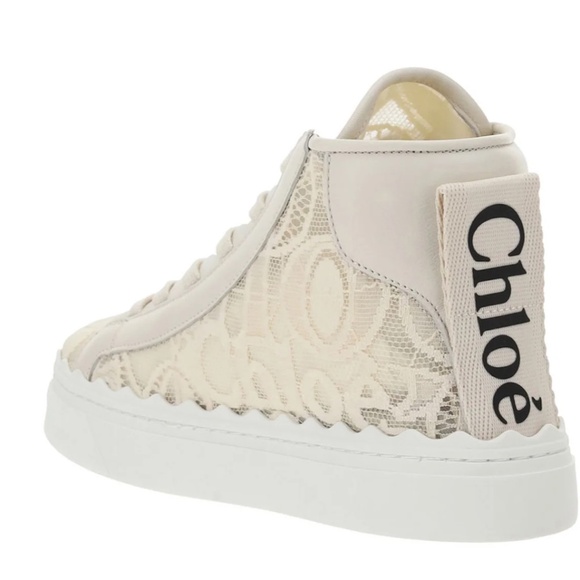 NIB $575 Chloé Lauren High Top Platform Sneaker in MILD BEIGE, Size 10US/40EU! - Picture 3 of 14